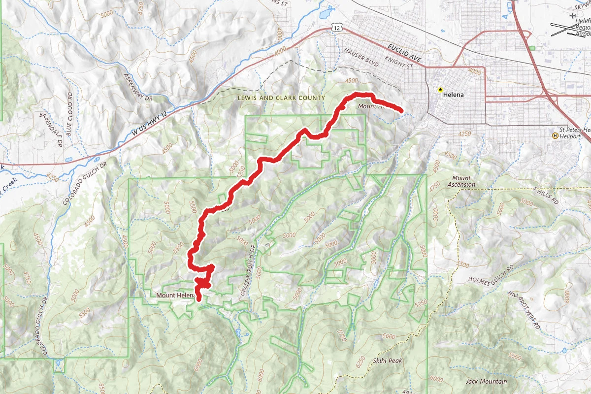 Mount Helena Ridge Trail from Prospector Road Trailhead