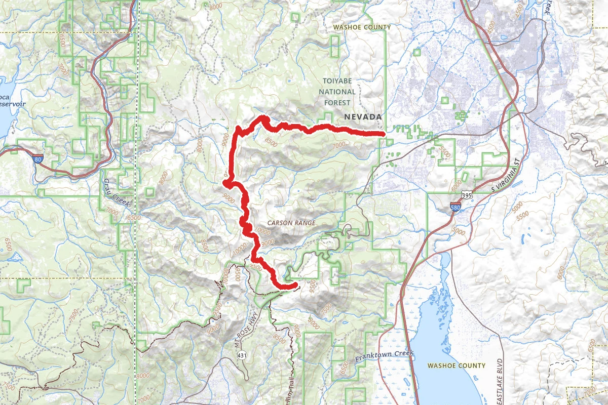 Rim to Reno Trail to Upper Thomas Creek Trail