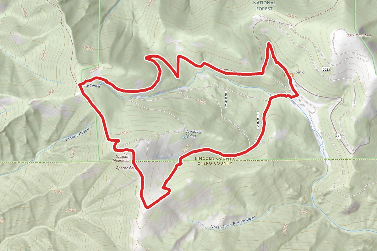 Lookout Mountain via Lower Deep Freeze, Apache Bowl, and Crest and Scenic Trail Loop