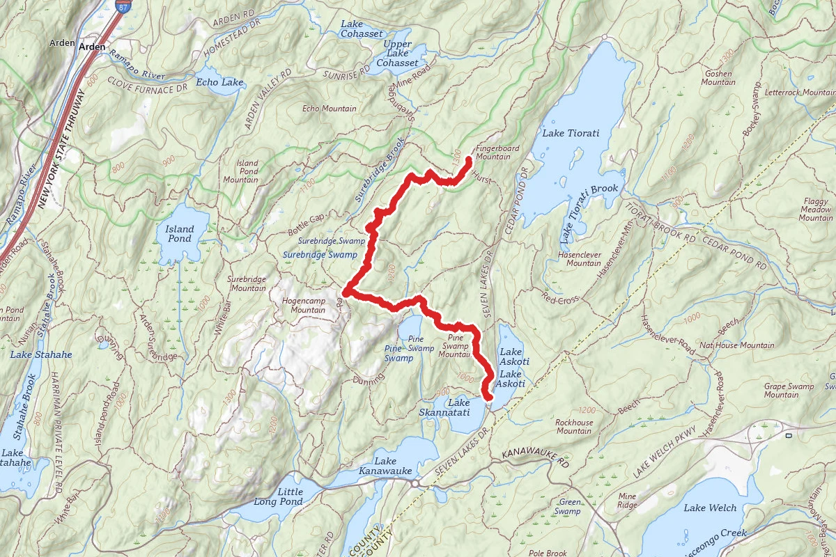 Lake Skannatati to Fingerboard Mountain