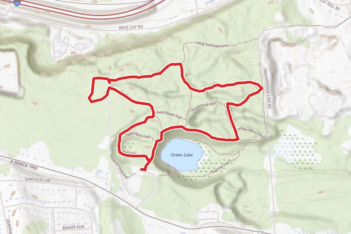 Mildred Faust, Dry Lake, Long, Pulpit Rock, Saddle Back and Cliff Trail Loop