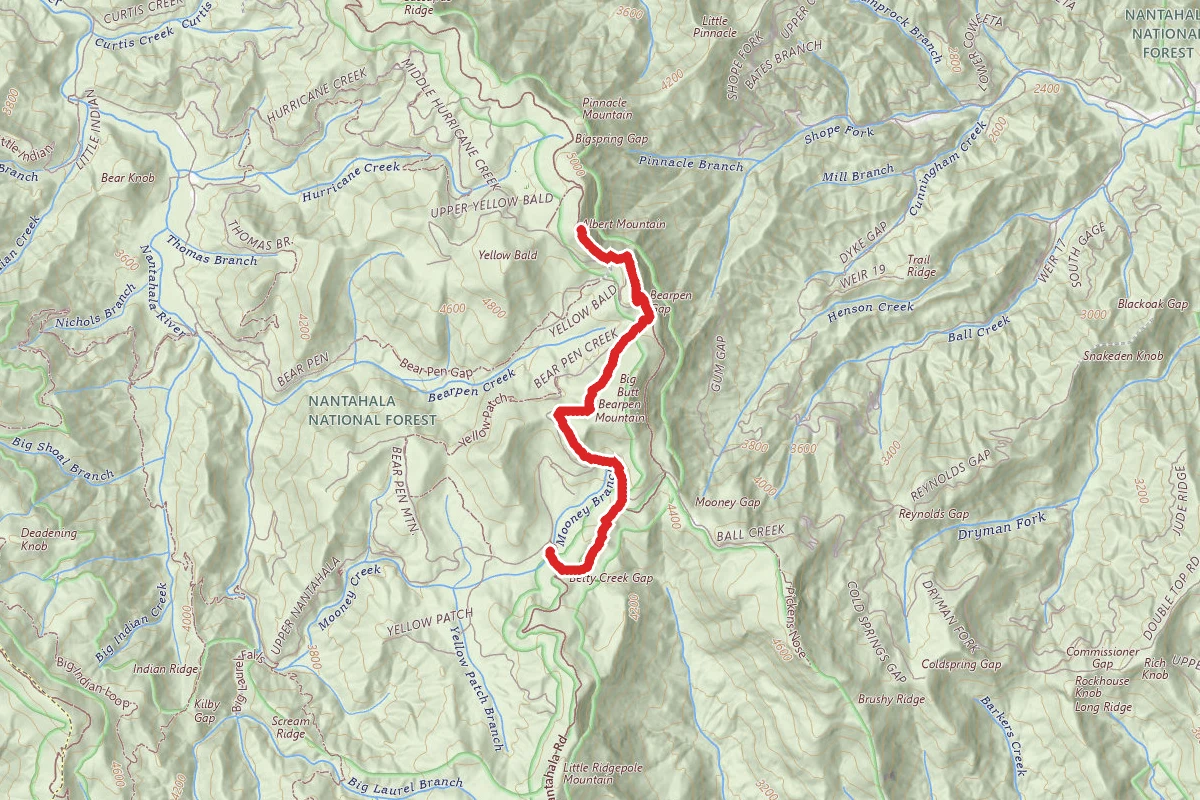 Betty Creek Trail to Albert Mountain via Appalachian Trail