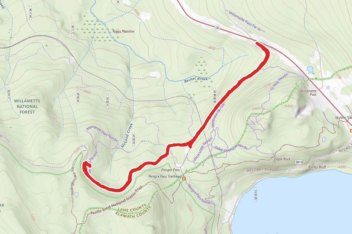 Gold Lake SnoPark to Bechtel Shelter via Pengra Pass