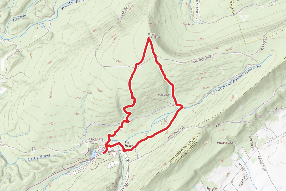 Greenwood Spur Standing Stone, Ruff Gap and Rag Hollow Road Loop