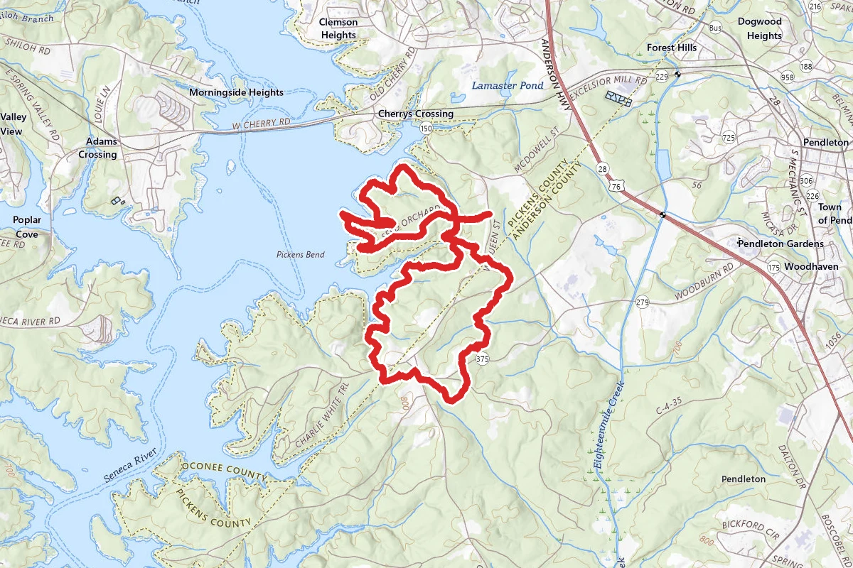 Green, Gray, and Red Trails Loop from Seed Orchard Road Trailhead