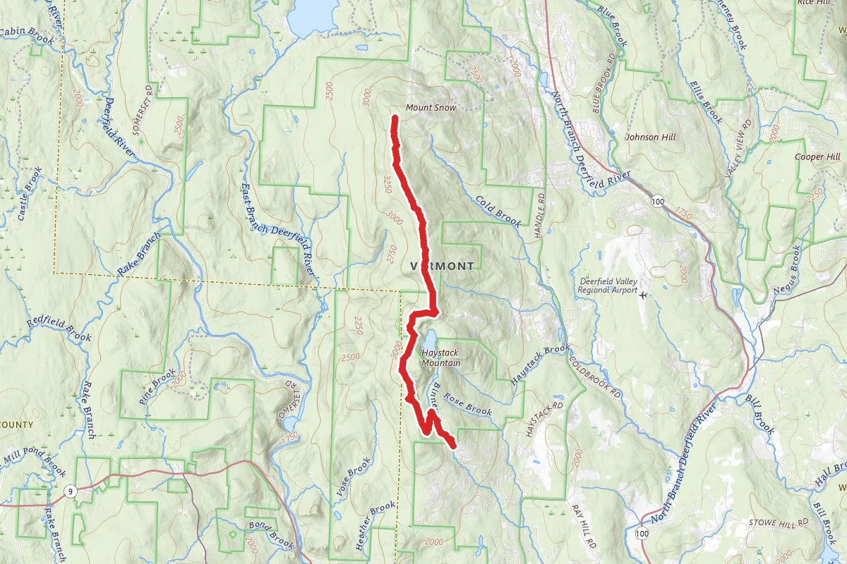 Deerfield Ridge Trail from Haystack to Mount Snow