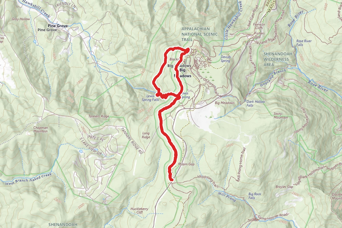 Milam Gap and Lewis Falls Loop