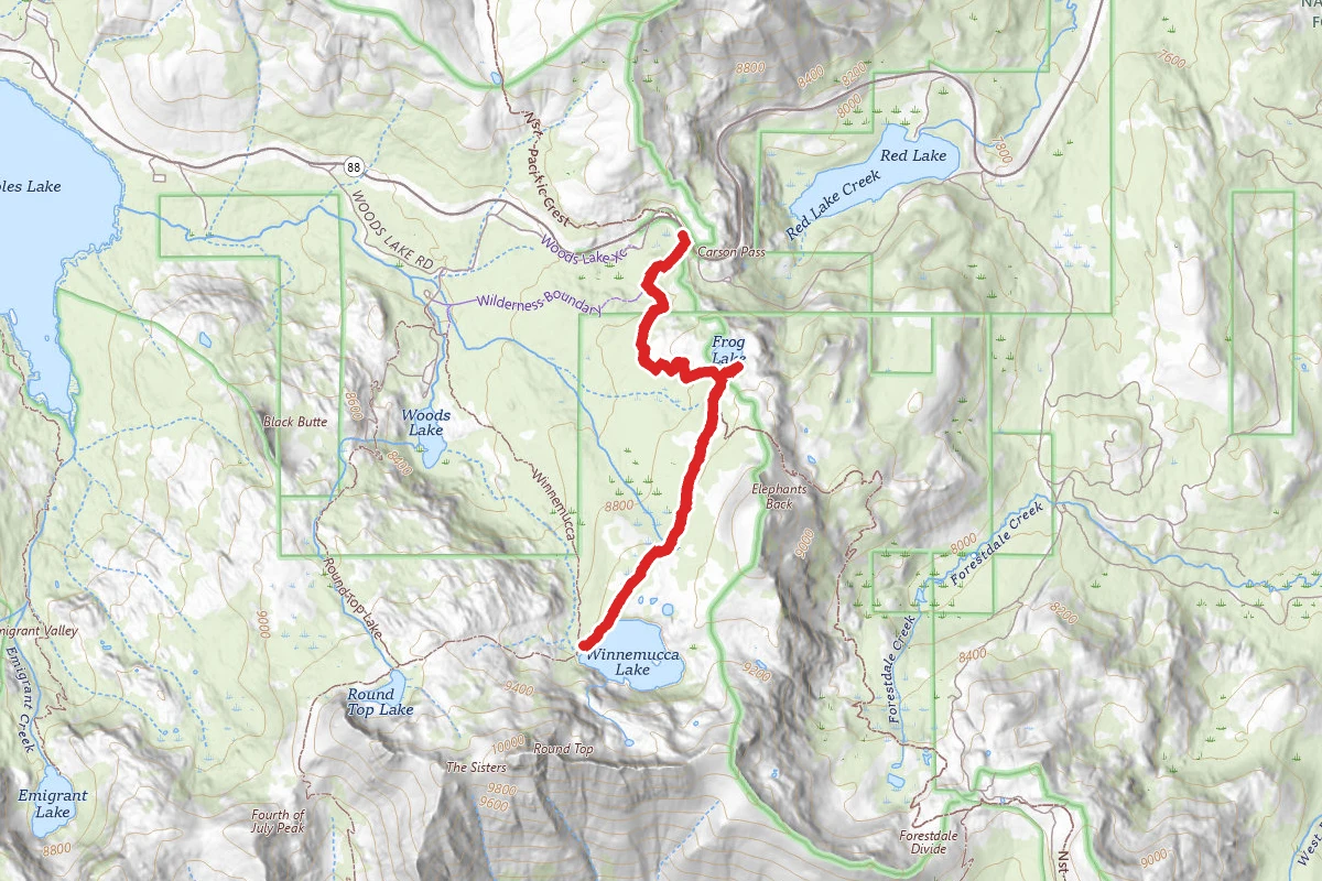 Lake Winnemucca from Carson Pass via Pacific Crest Trail