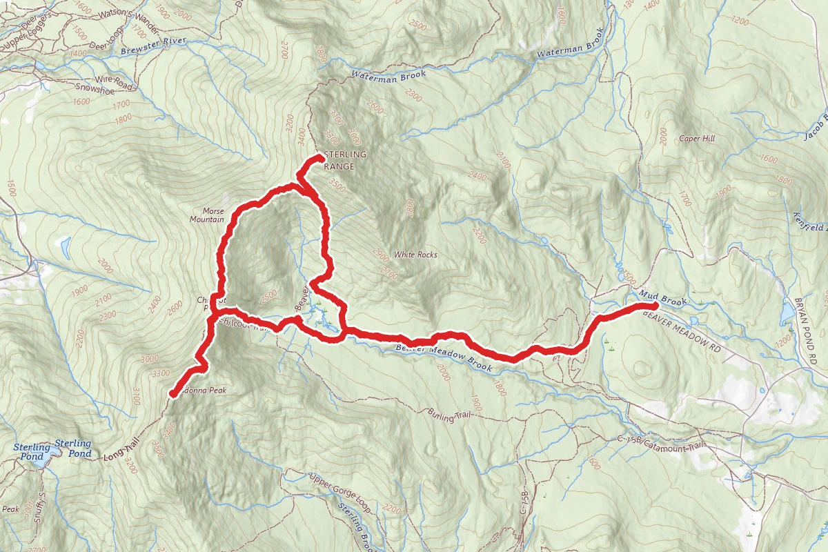 Beaver Meadow to Sterling Mountain, Morse Mountain, and Madonna Peak