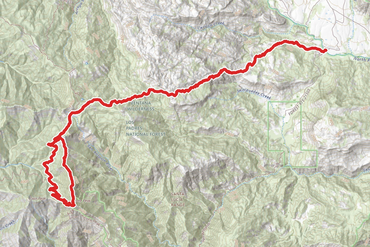 Cone Peak via Carrizo Creek Trail