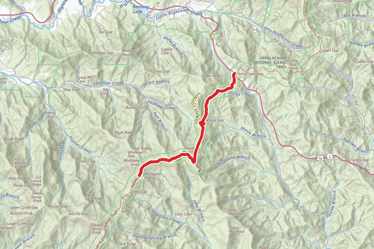 Dicks Creek Gap to Powell Mountain