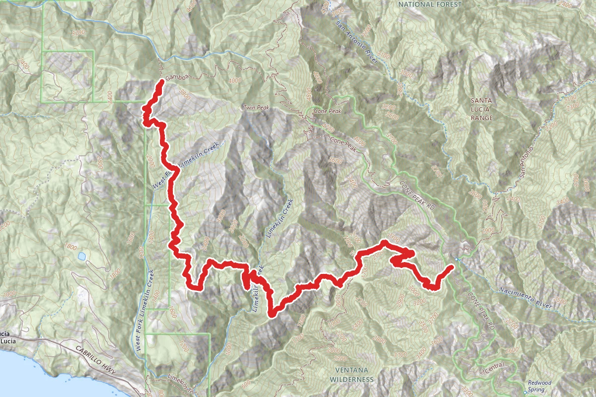 Vicente Flat Camp to Goat Camp via Vincente Flat and Stone Ridge Trails
