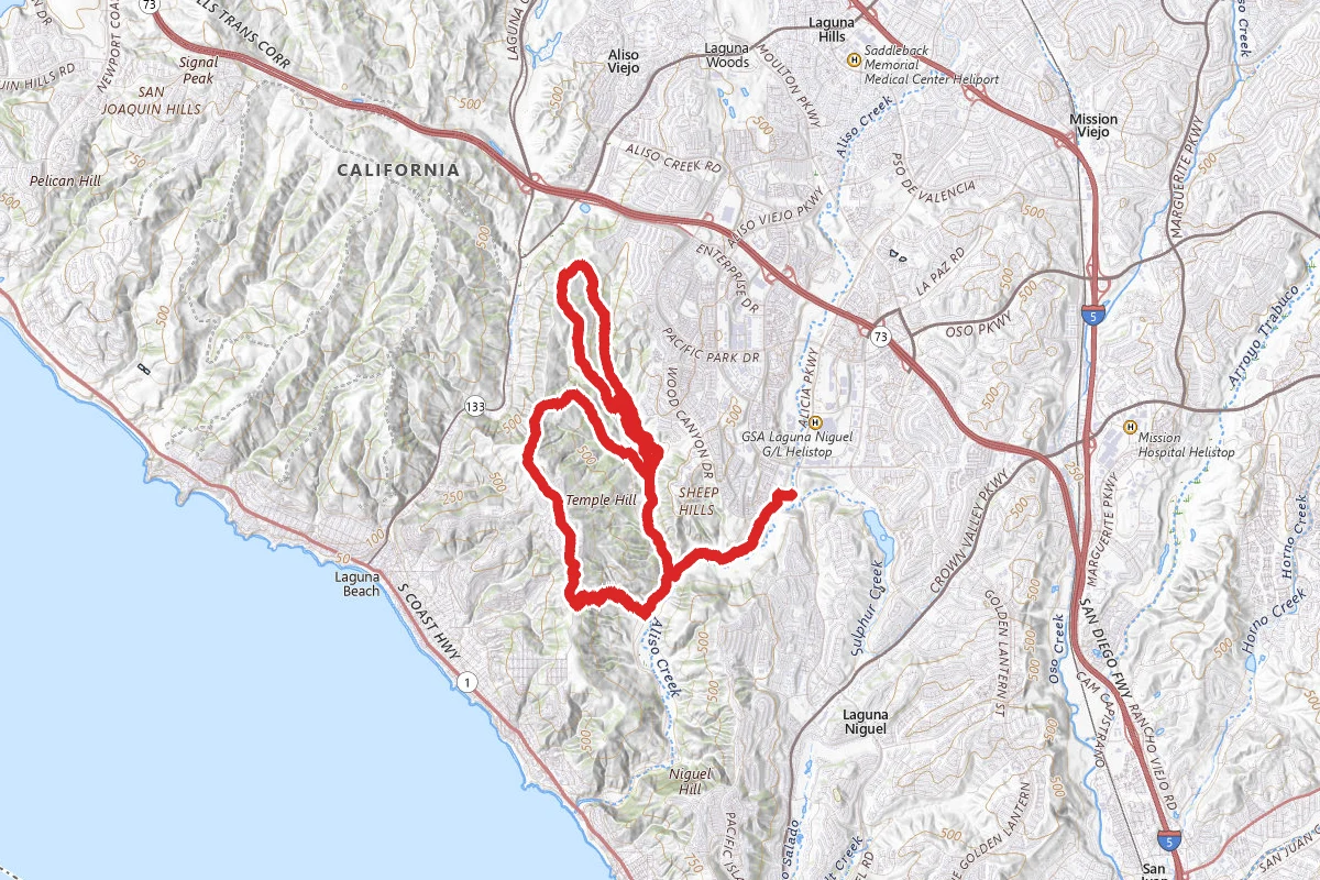 Aliso and Woods Canyon to Alta Laguna Park Loop