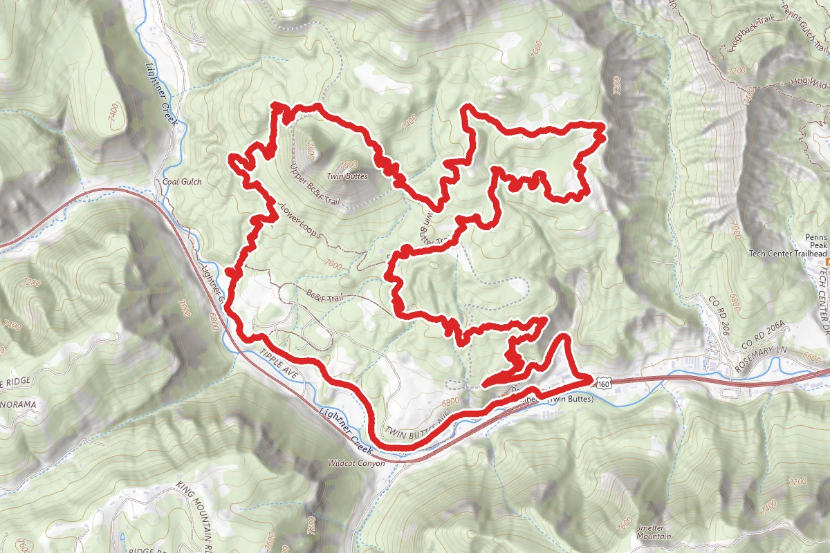 Twin Buttes Loop route map