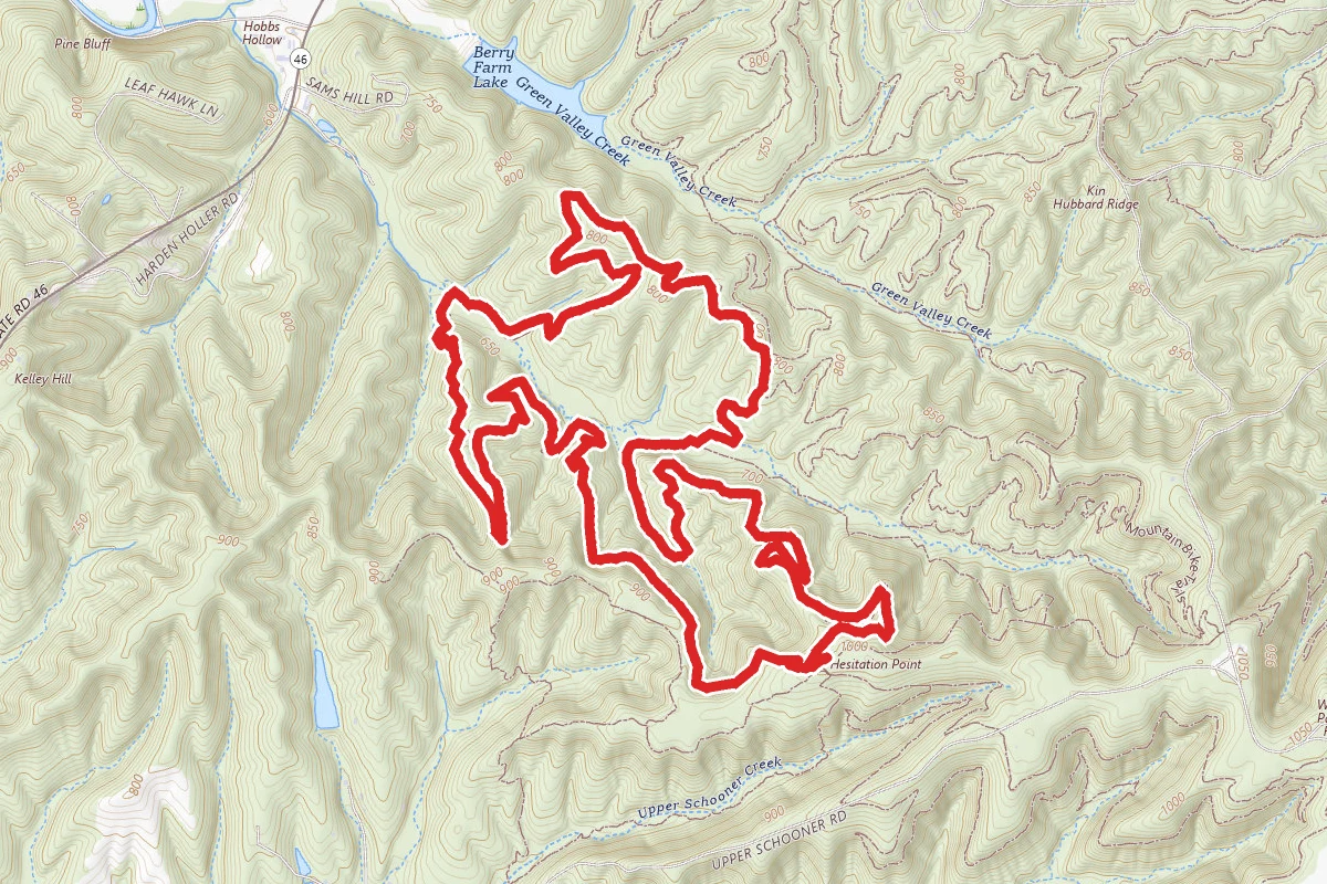 Hobbs Hollow Flow Trail to Hesitation Point