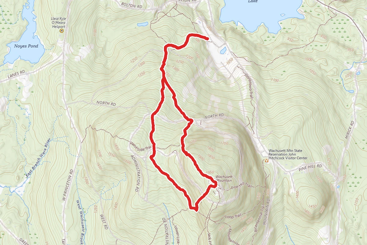 Wachusett Mountain via Balance Rock, Old Indian, and Semuhenna Trail Loop