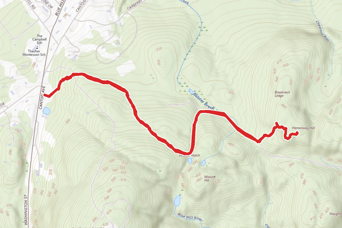 Wolcott Path and Puddle Path to Hemenway Hill