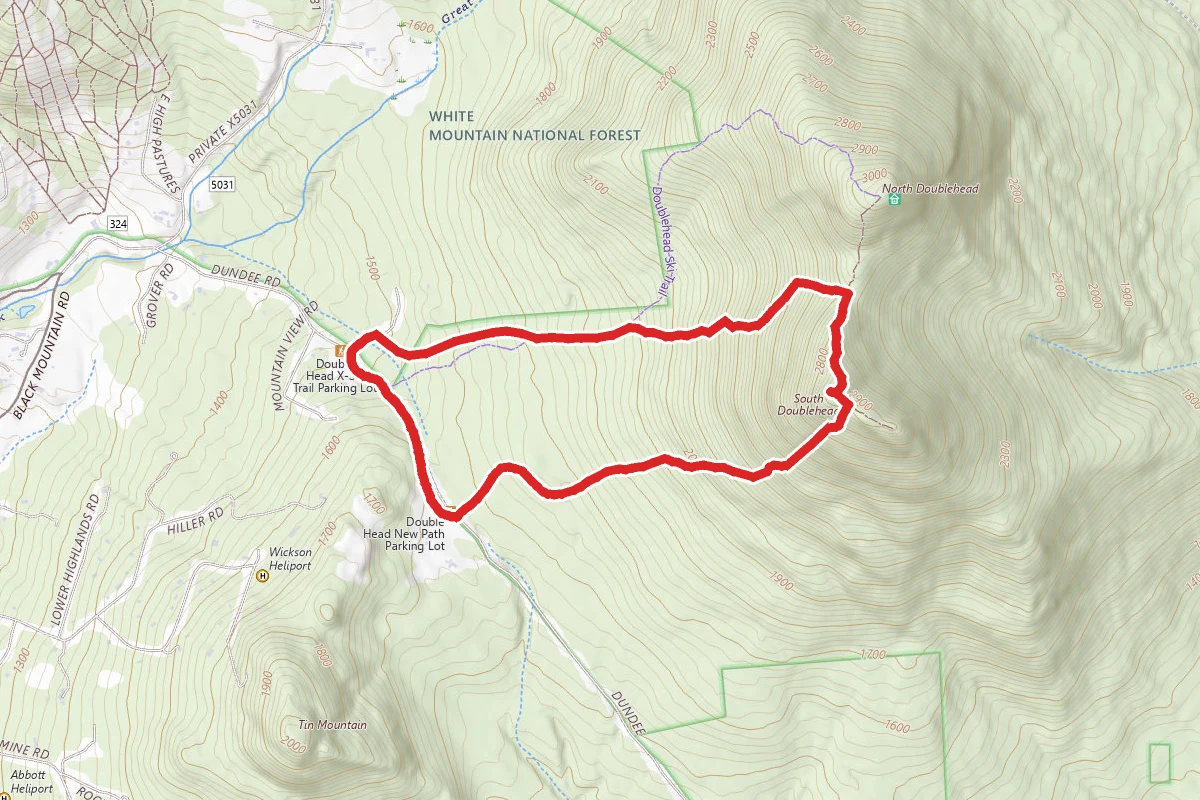 South Doublehead via New Path, Old Path, Doublehead Ski Trail