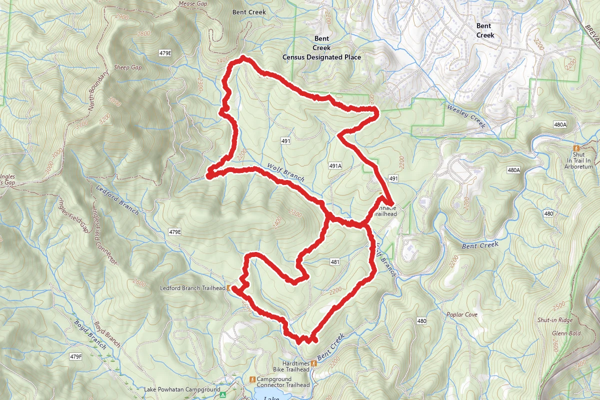 Corvair to Ledford to Wolf Branch to Deer Lake Lodge Loop
