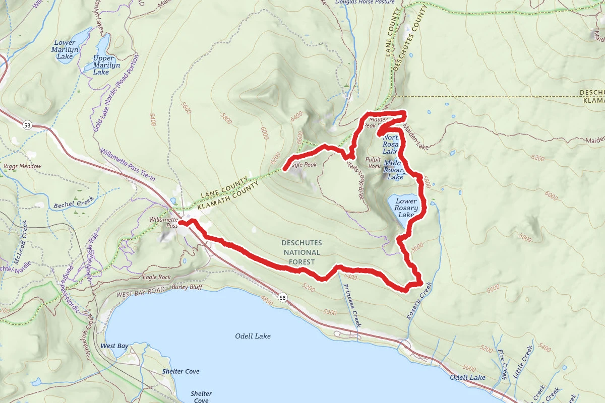 Rosary Lakes Trail to Diamond Peak View