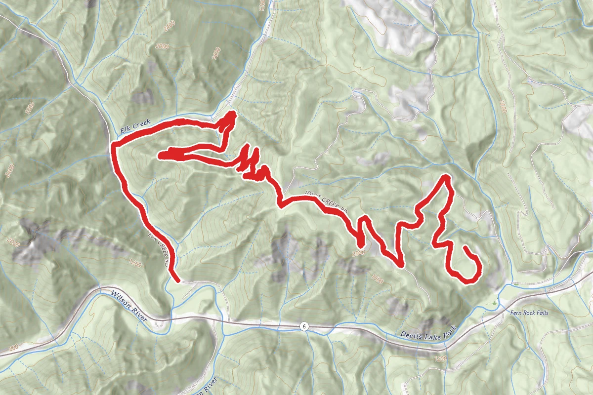 Elk Creek Road, Wilson River and Idiot Creek Trail