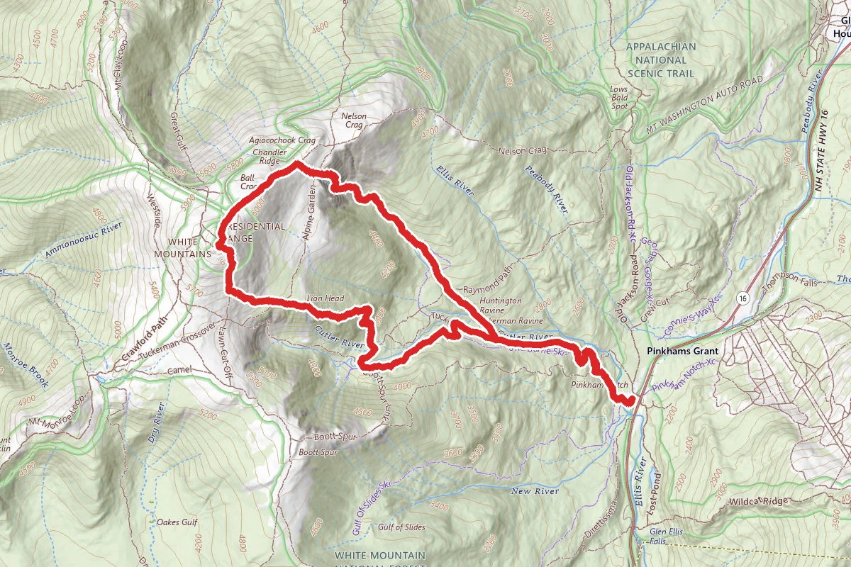 Mt. Washington loop via John Sherburne Ski Trail to Huntington Ravine to Lion Head