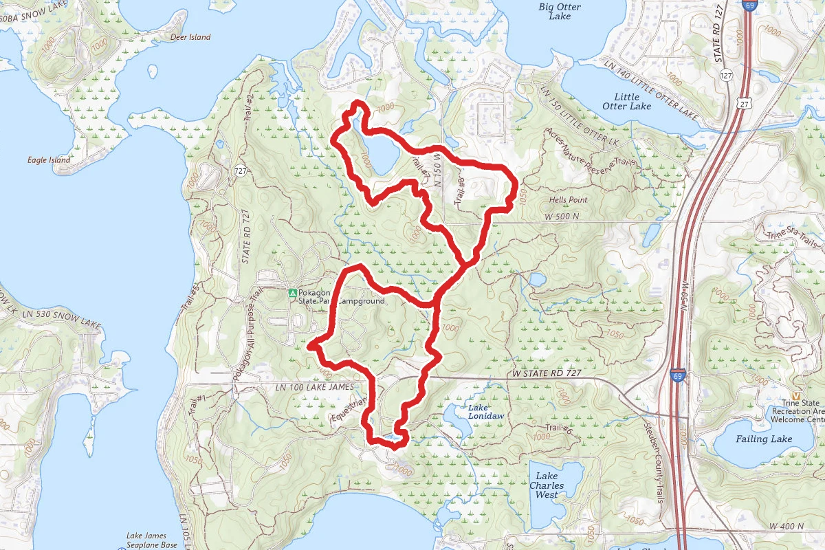 Pokagon State Park Trails 3, 8, and 7 Loop
