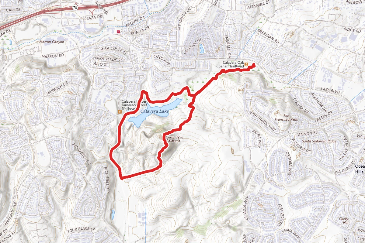 Lake Calavera via Oak Riparian Park