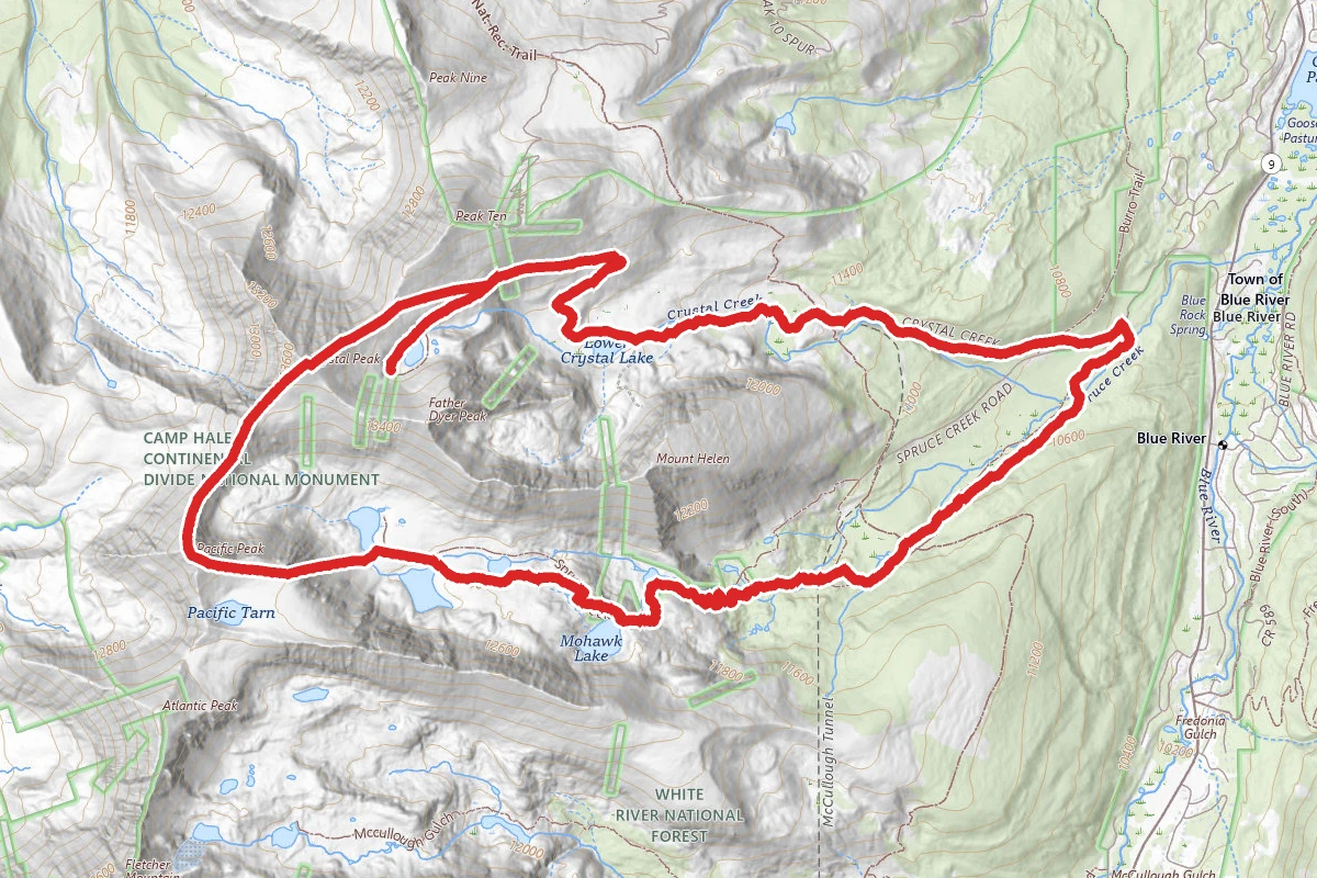 Mohawk Lake to Pacific Peak and Crystal Peak