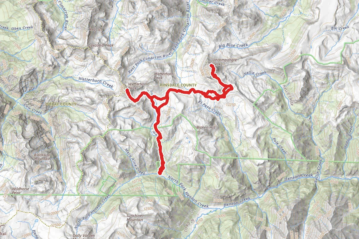 Wetterhorn Peak and Uncompaghre Peak