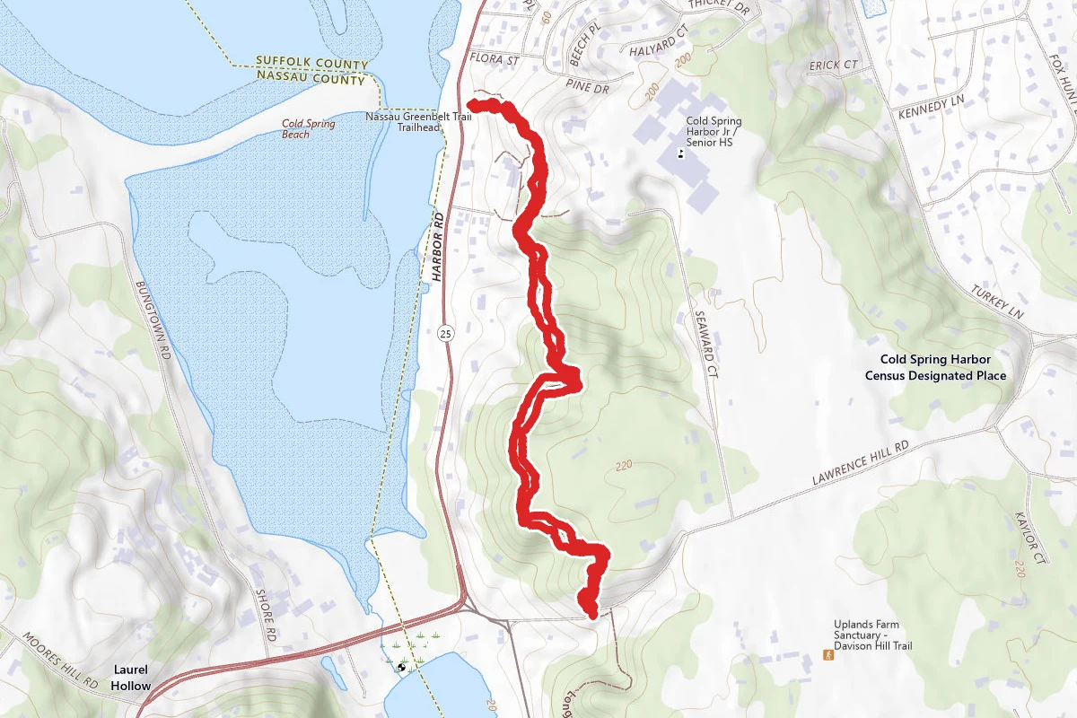 Cold Spring Harbor Trailhead to Lawrence Hill Road
