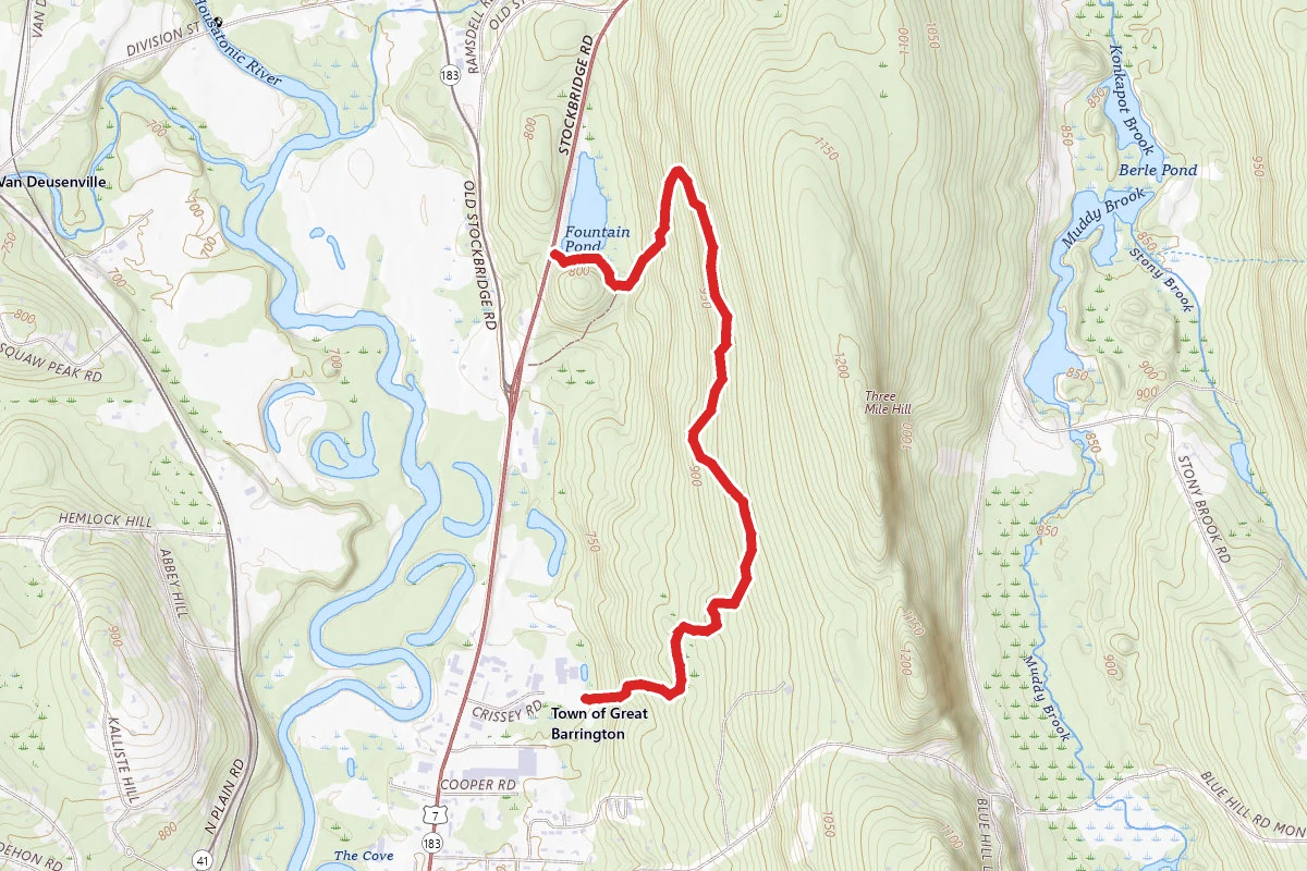 Threemile Hill Trail at Fountain Pond