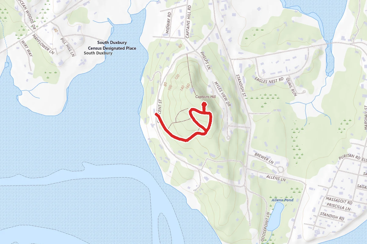 Myles Standish Monument Road Loop to Captains Hill