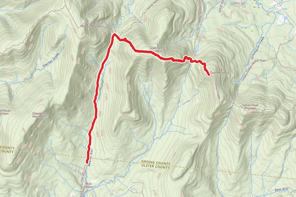 Mink Hallow Trail to Twin Mountain