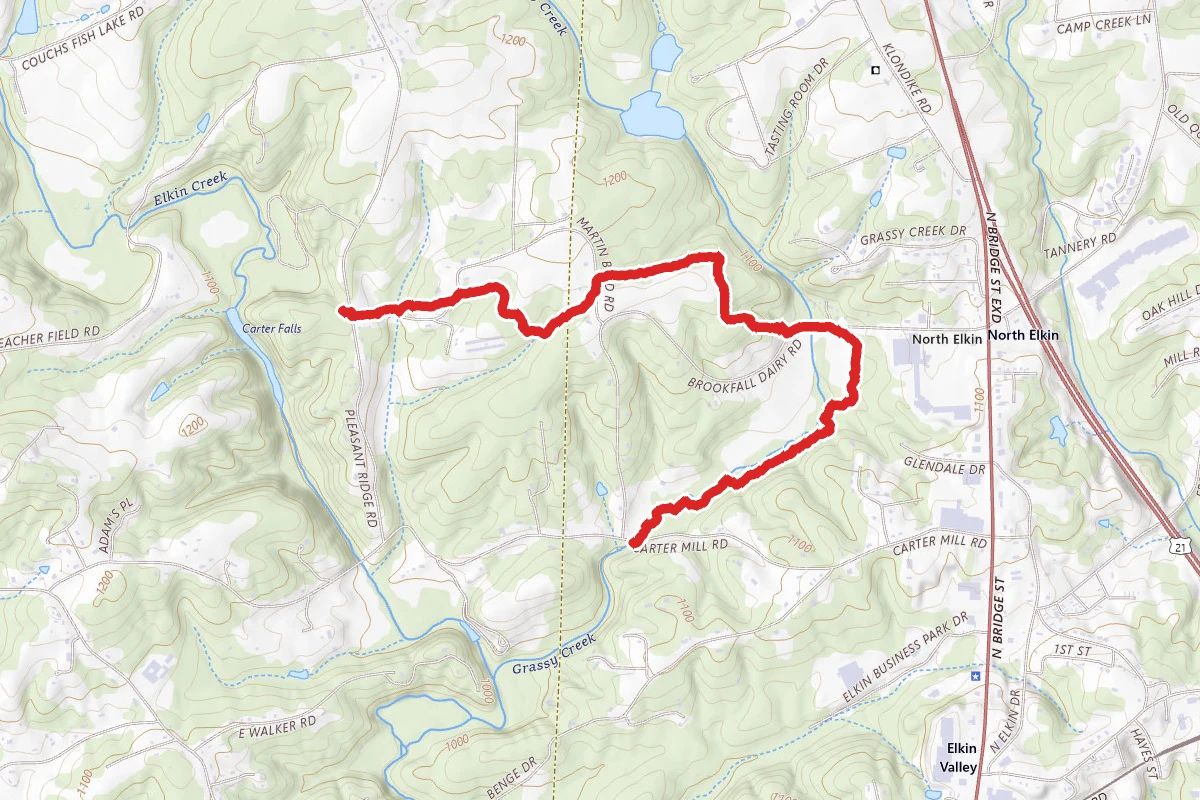 Isaac's to Carter Falls via Mountain to Sea Trail