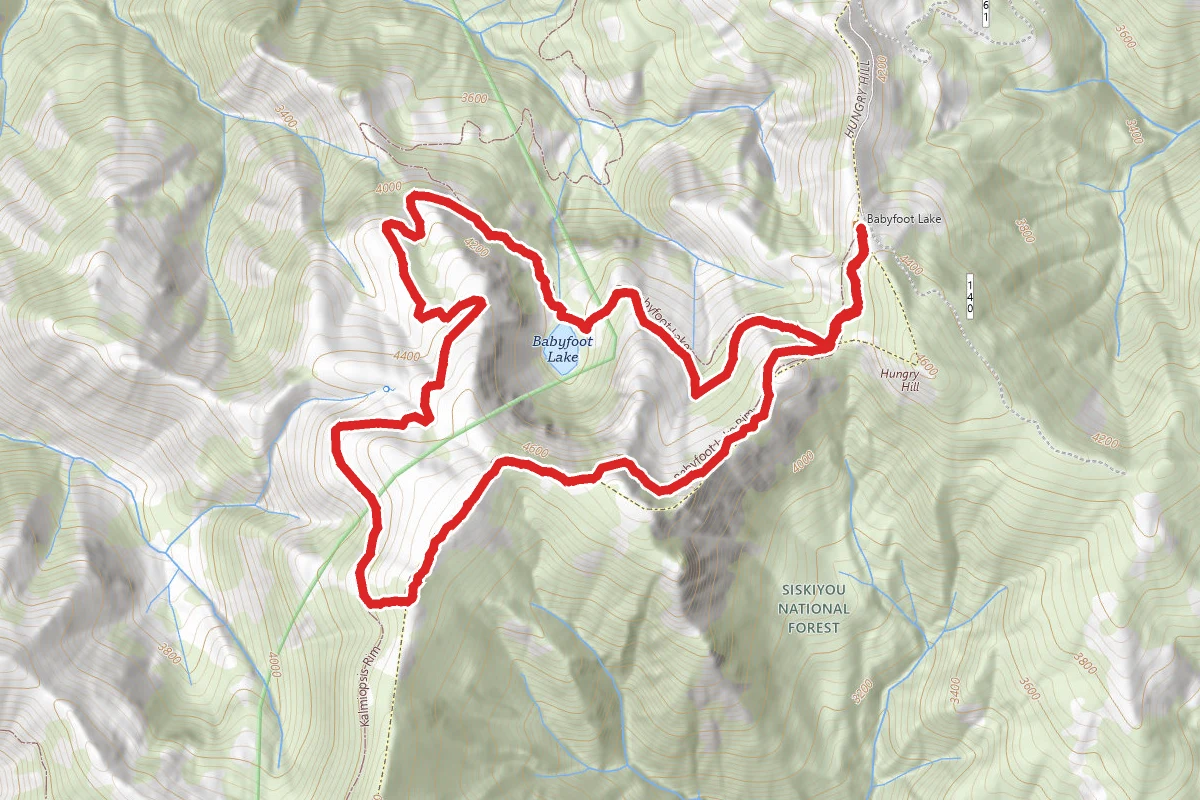 Babyfoot Lake Rim Trail to Kalmiopsis Rim Trail