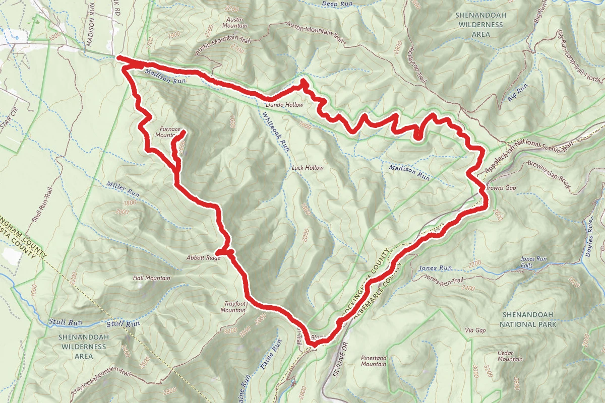 Browns Gap, Appalachian Trail and Furnace Mountain Loop