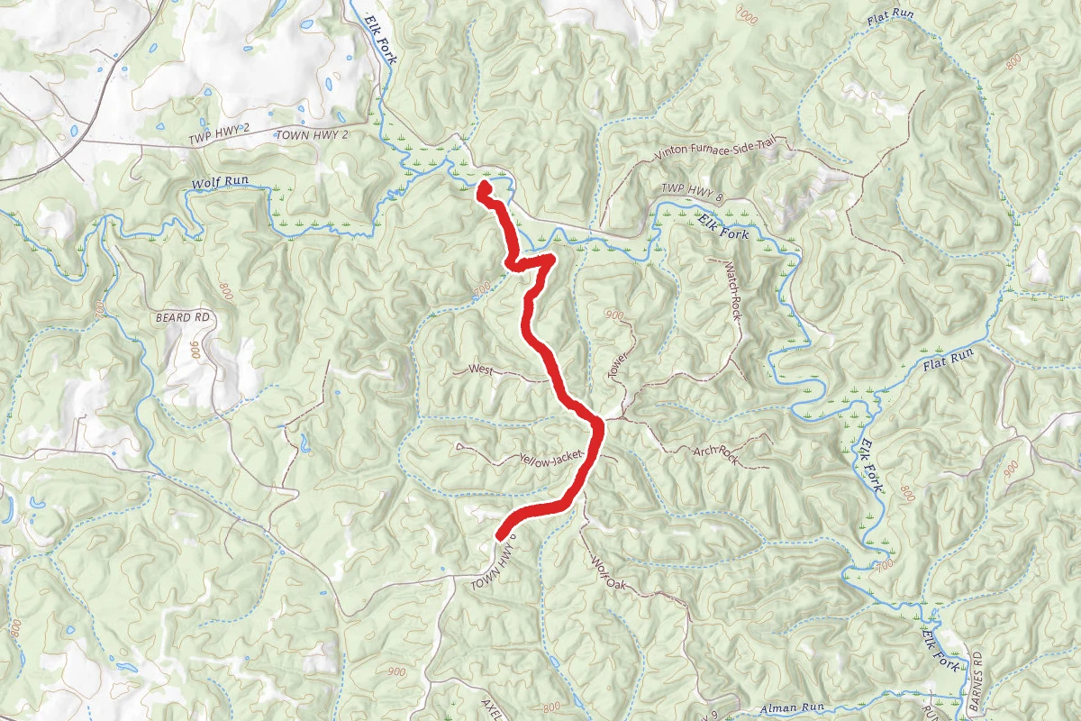 Pine Run Trail to Vinton Iron Furnace