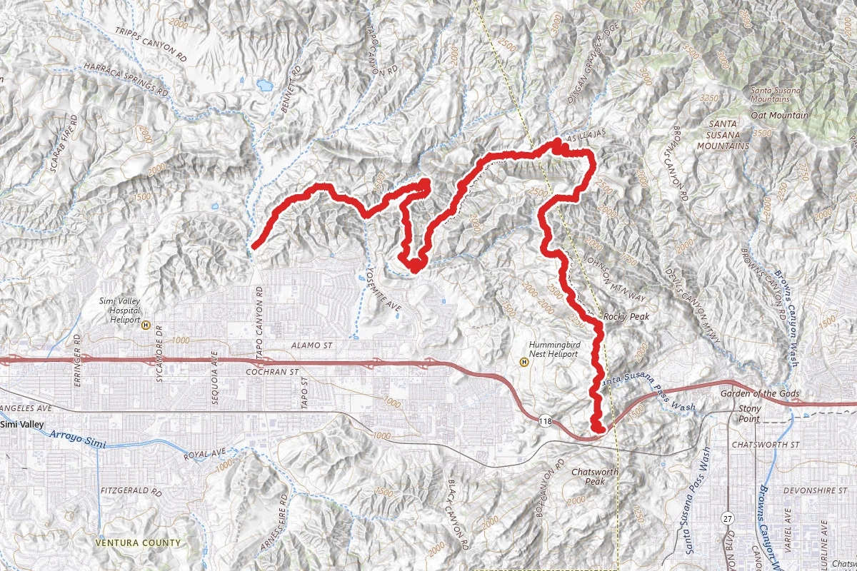 Tapo Canyon Trail to Rocky Peak Trail