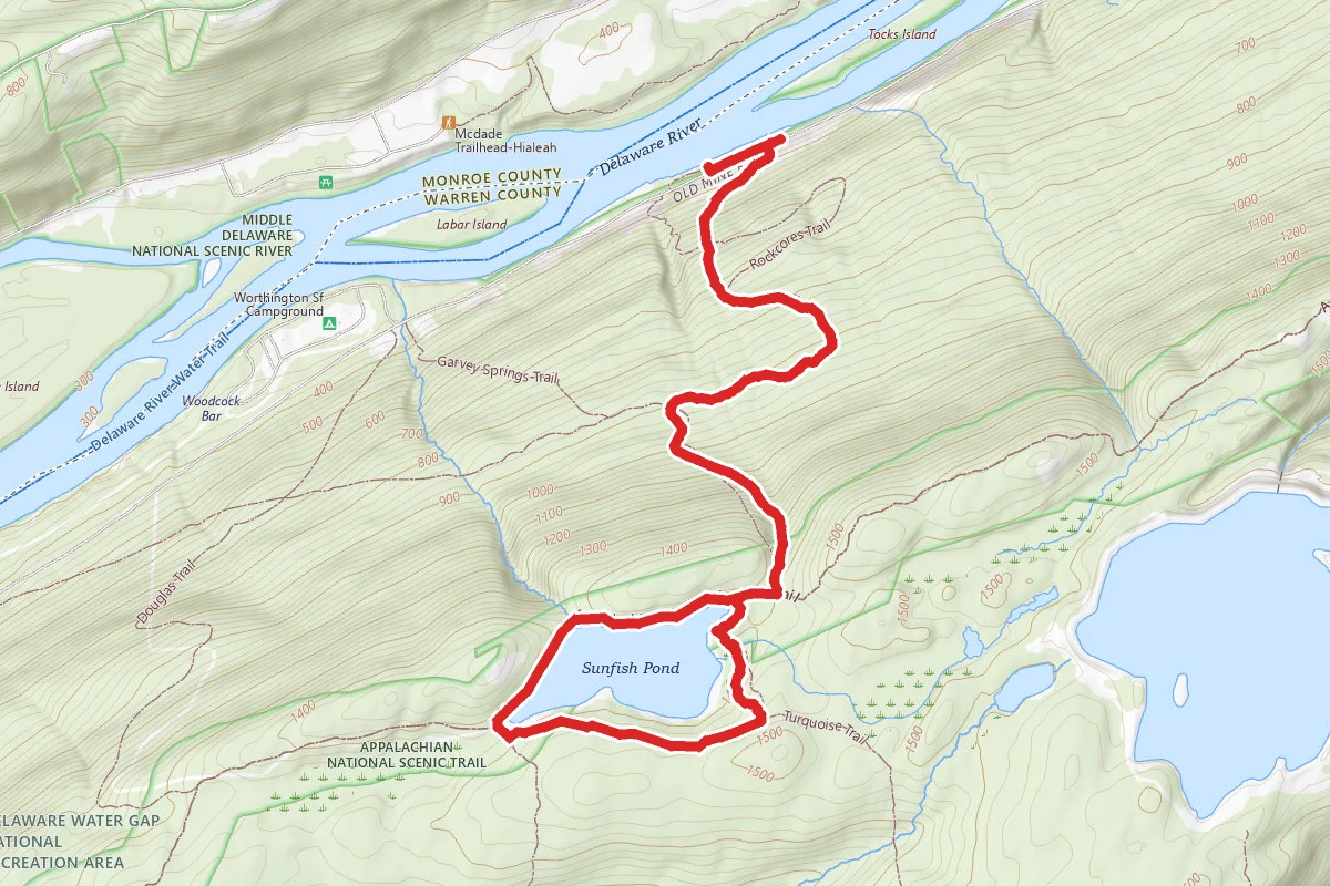 Sunfish Pond Loop via Rockcores and Garvey Springs Trails