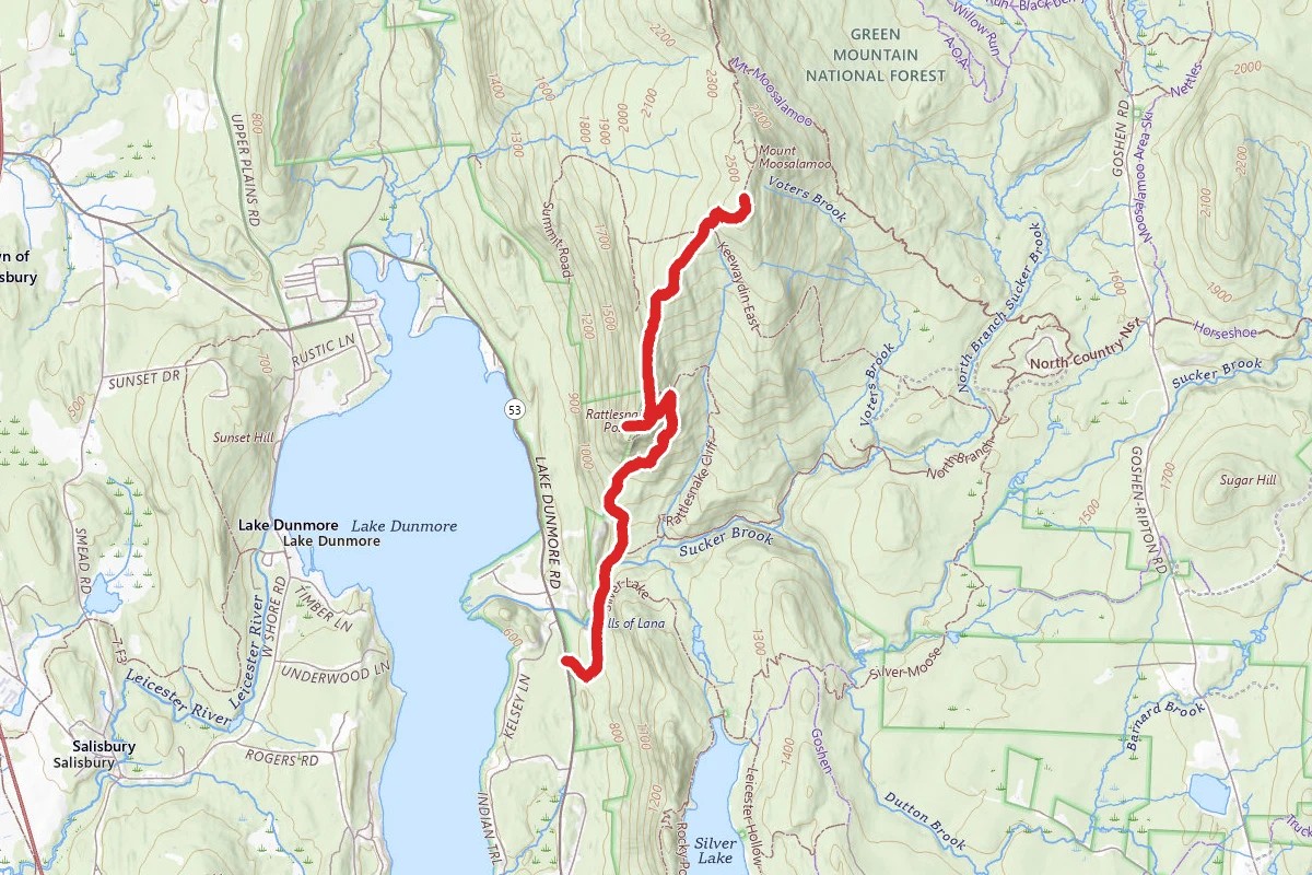 Mount Moosalamoo Trail from Lake Dunmore