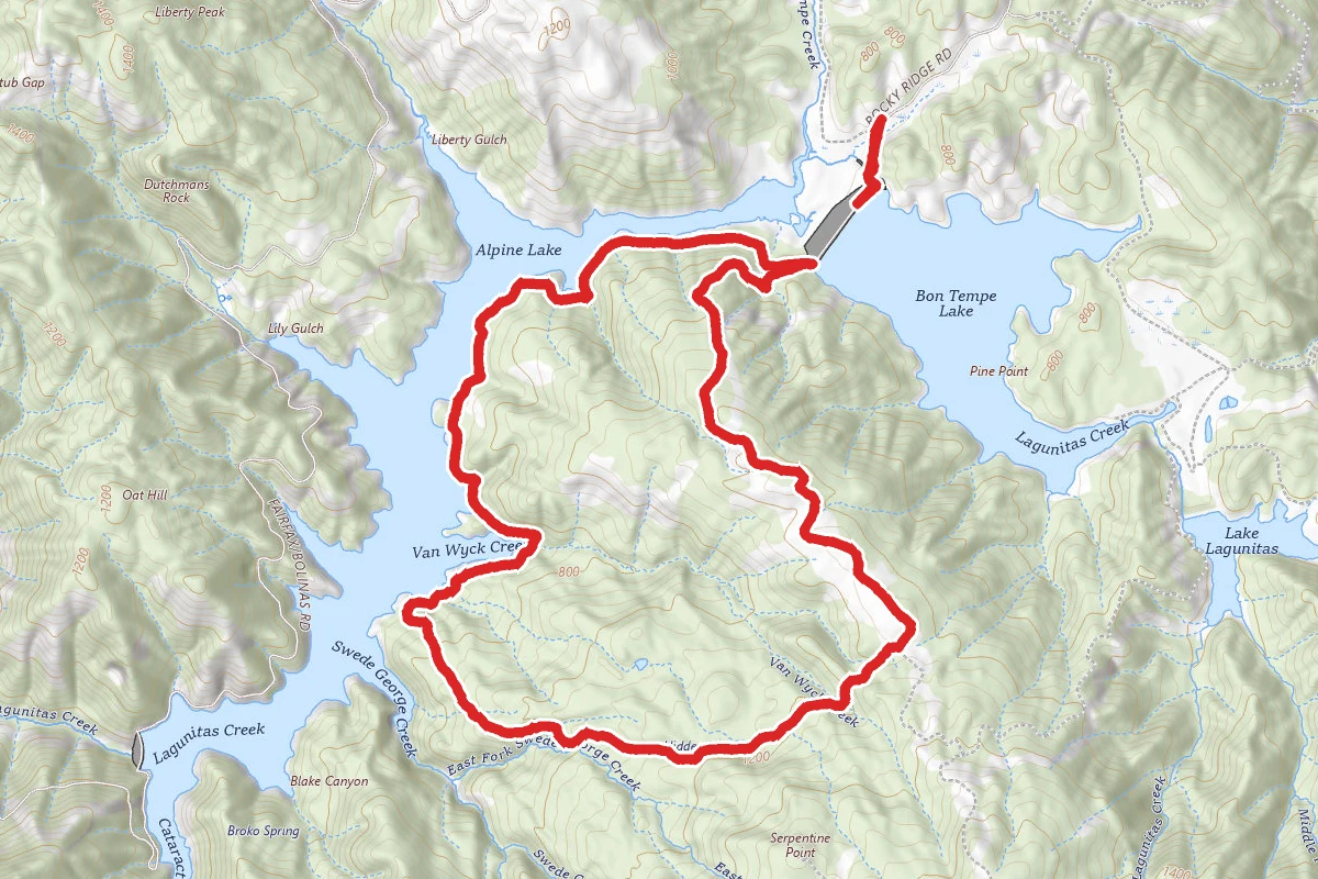 Kent Trail to Stocking Trail, Rocky Ridge Fire Road