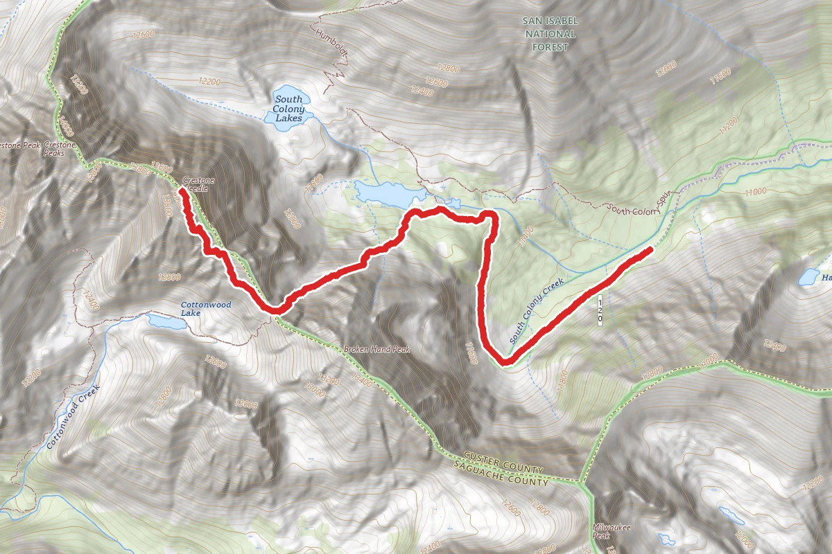 Crestone Needle from Old South Colony Trailhead
