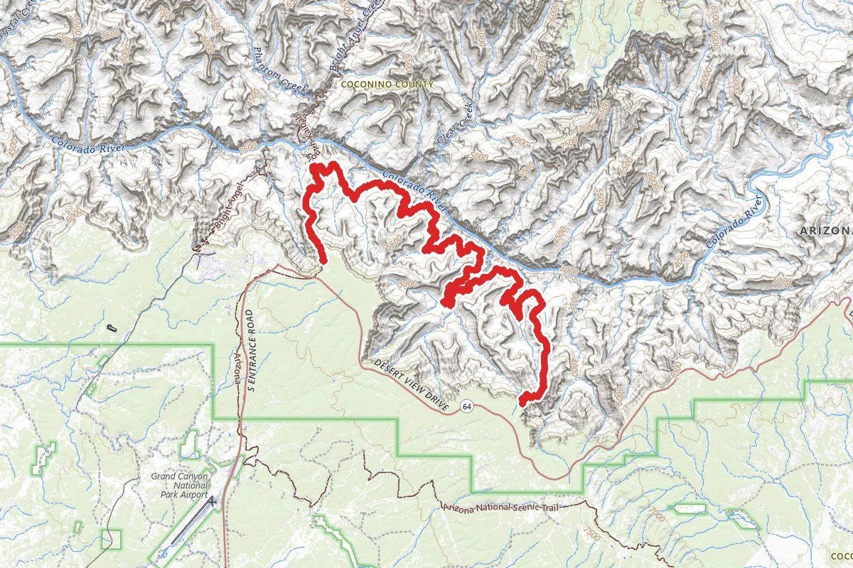Tonto Trail from Grandview Point to South Kaibab Trailhead