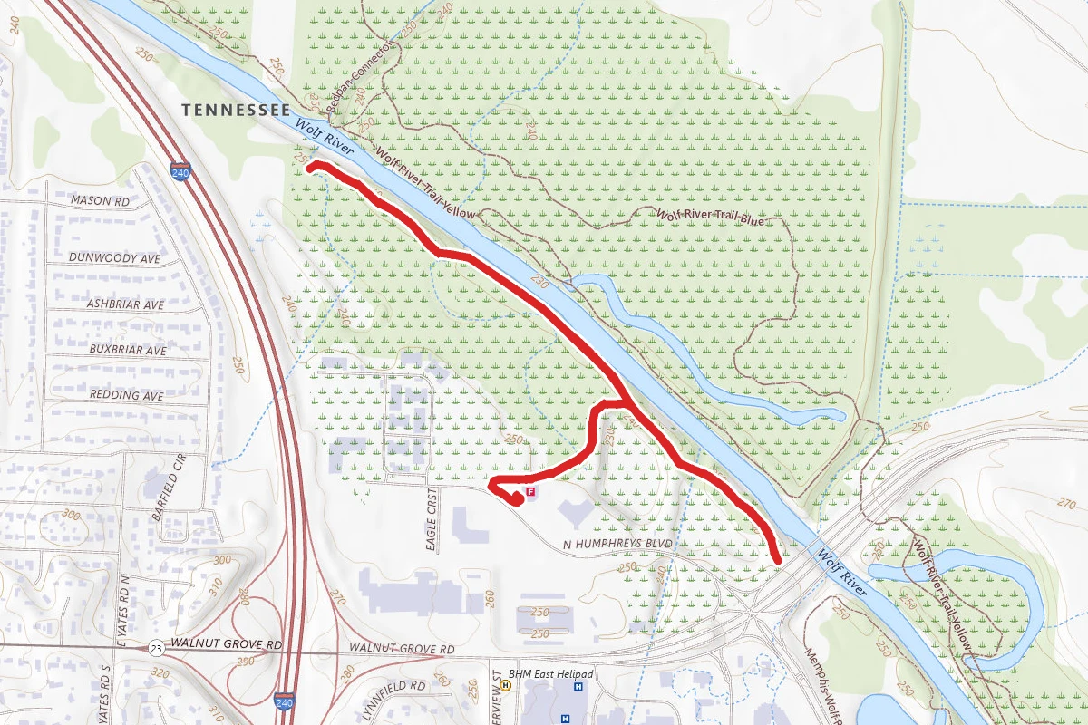 Wolf River Greenway via North Humphreys Blvd