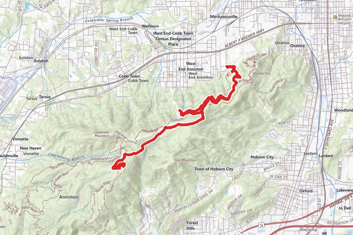 Anniston Trailhead to Rock Slot