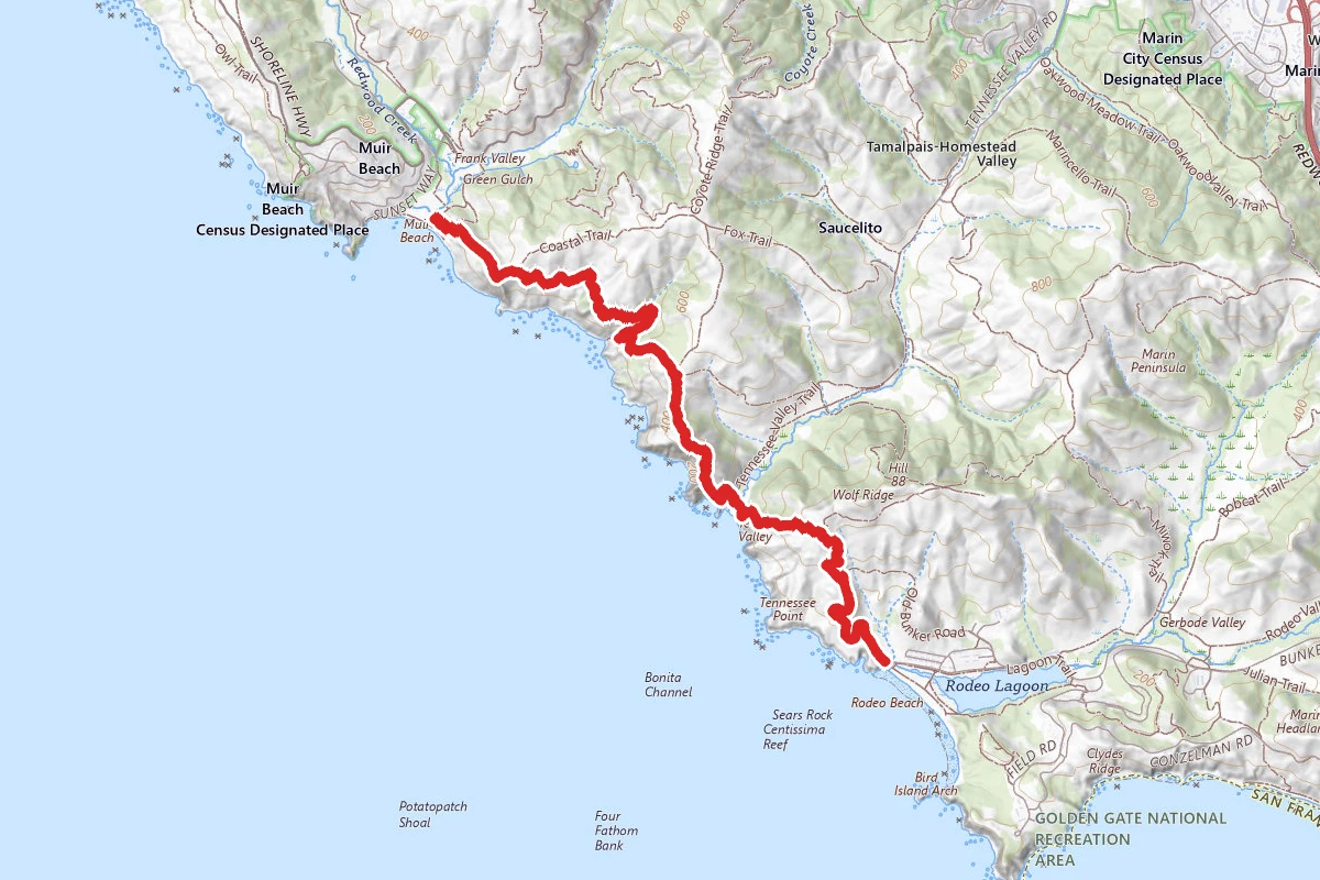 Rodeo Beach to Muir Beach via Coastal Trail