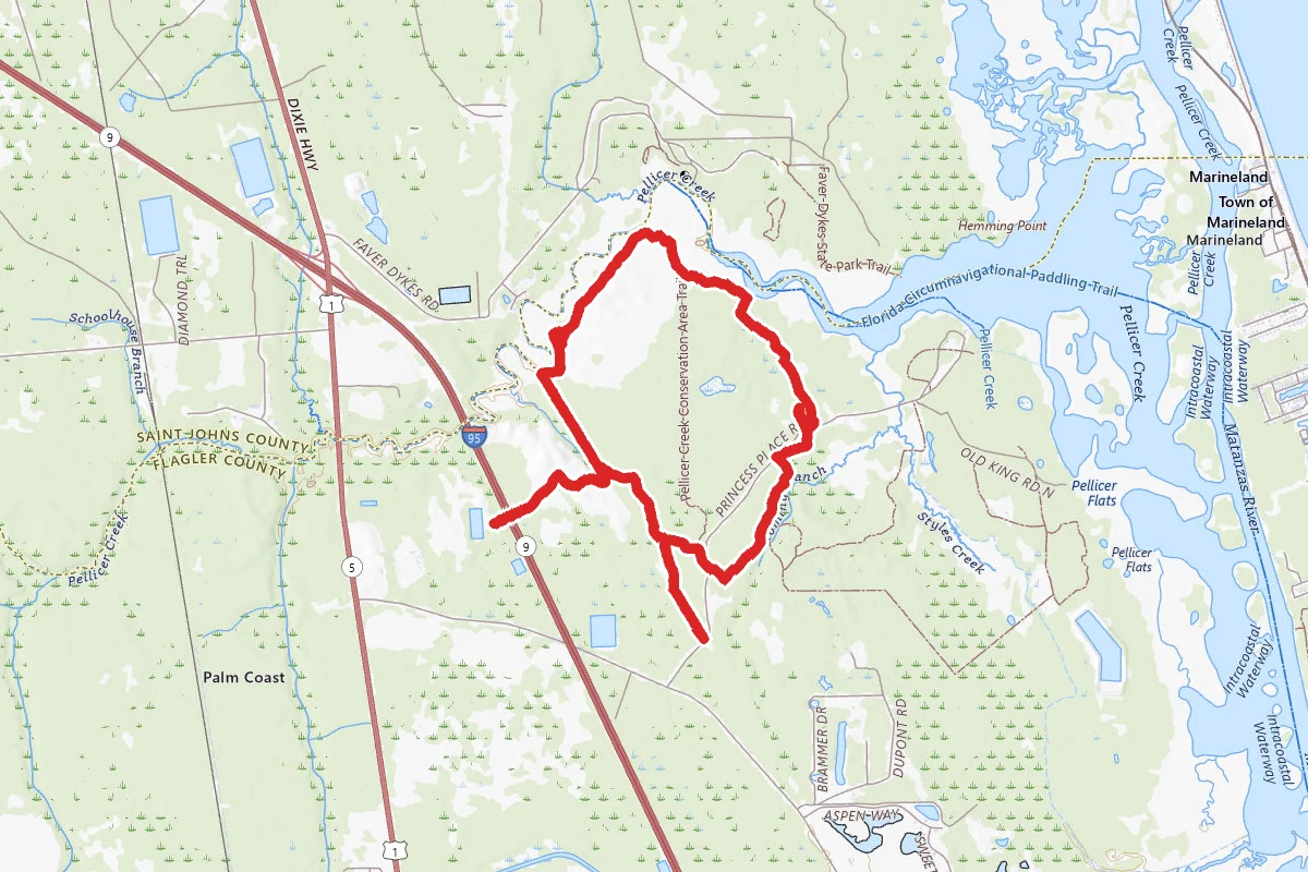 Powerline Trailhead, Red and White Blazes