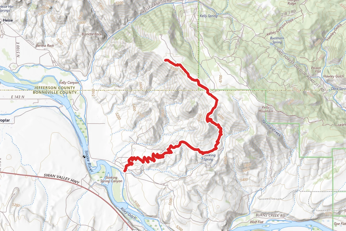 Stinking Springs to Unnamed Kelly Mountain Summit