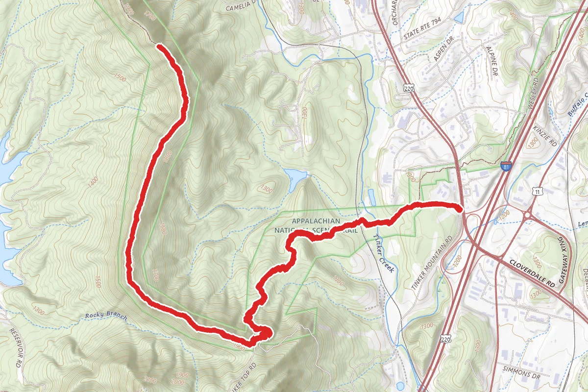 Carvin's Cove Hay Rock via Appalachian Trail